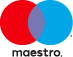 Maestro logo in red, blue and black.