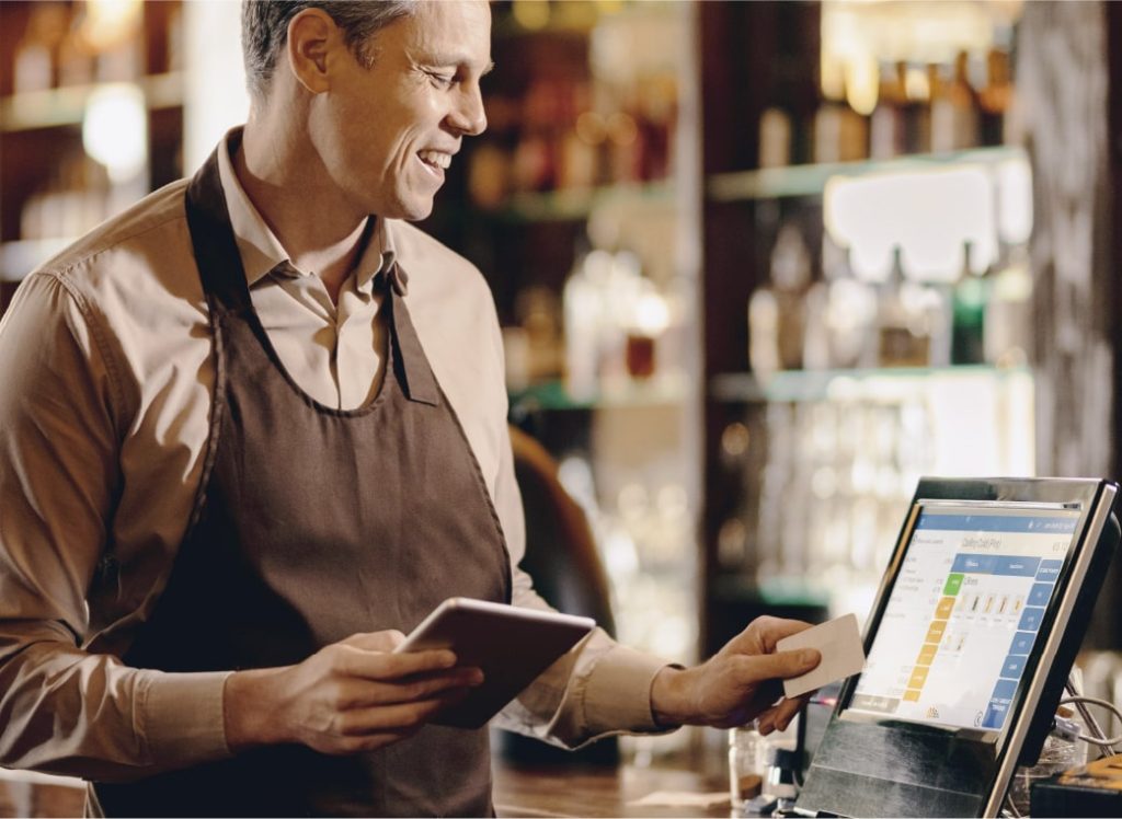 Tablet EPOS system used in a restaurant