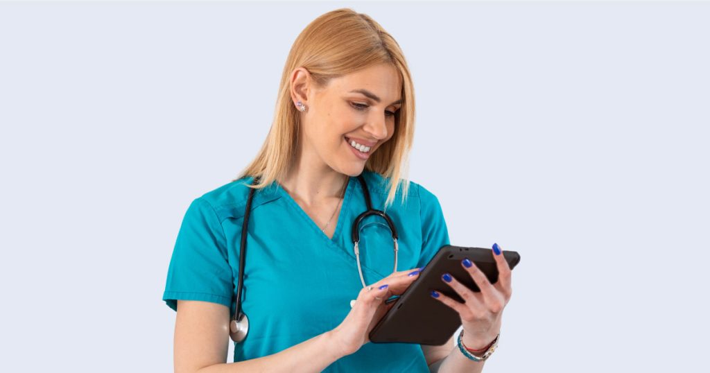 a woman experiences the benefits of epos for healthcare in a clinic