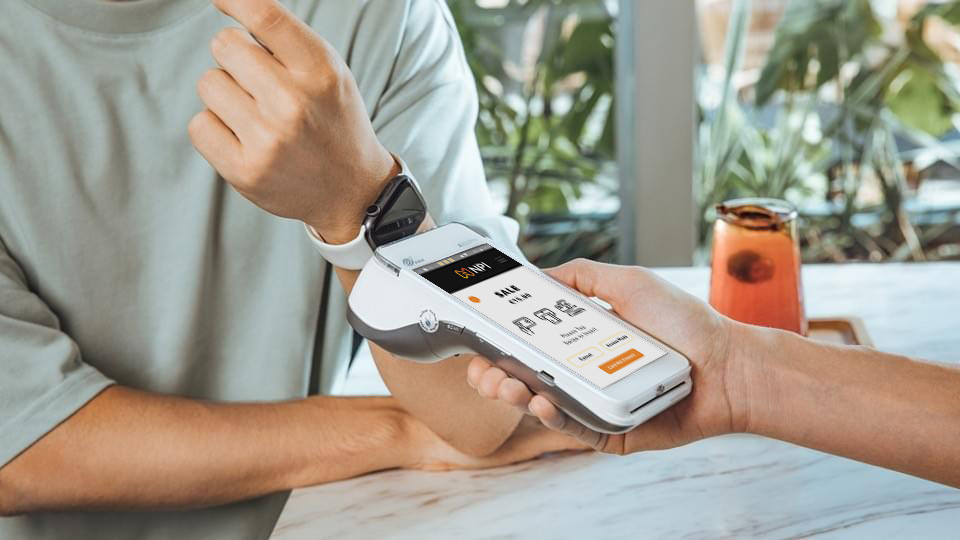 Contactless payments Ireland demonstration using PAX A920 PRO terminal with smartwatch NFC technology