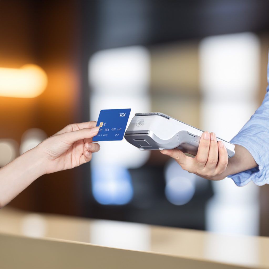 Customer making contactless payment with PAX A920 PRO terminal in Ireland's fastest-growing payment provider