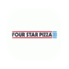 Square logo for Four Star Pizza in red, black and blue.