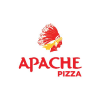 Square Apache Pizza logo featuring a stylized image of a Native American chief with red and white feathers.